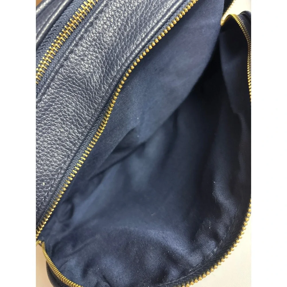 Dolce & Gabbana‎ Navy Cosmetic Bag Double Zip Pebbled Travel Makeup Case